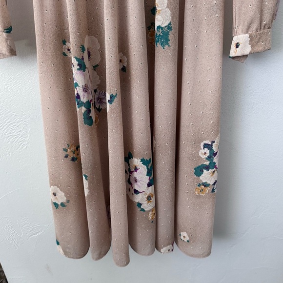 Vintage Union made floral lace neck long sleeve midi dress Size XS/S - Picture 4 of 8